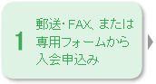 郵送・FAX、または専用フォームから入会申込み